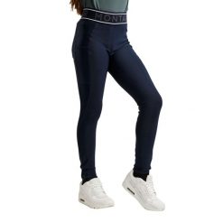 Dziewczęce legginsy jeździeckie z pełną przyczepnością Montar MoAva VIV Logo. Niebieskie legginsy dla dziewczynek MONTAR, bez wzorów. Za 400.50 zł.