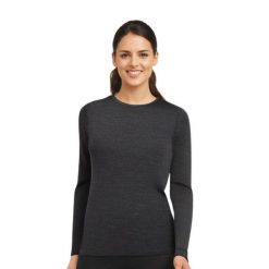 Koszulka z długim rękawem damska 100% wełny merynosów - Bjork 210. Szare bluzy sportowe damskie FJORK MERINO, xs, bez wzorów, z wełny, klasyczne, bez kołnierzyka. W wyprzedaży za 259.00 zł.