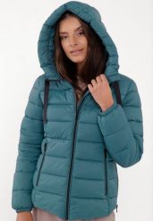Pikowana kurtka J-NORDIC. Niebieskie kurtki damskie Volcano, na zimę, plus size, bez wzorów, z materiału, bez kaptura. Za 299.99 zł.