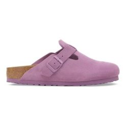 BIRKENSTOCK Boston LEVE Mauve Klapki damskie. Czerwone klapki damskie Birkenstock, bez wzorów, z materiału, casualowe, bez obcasa. Za 469.99 zł.