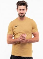 Koszulka Piłkarska Męska Nike Park VII DRI-FIT. Żółte koszulki sportowe męskie Nike, m, bez wzorów, z materiału, bez kołnierzyka, bez ramiączek, do piłki nożnej, dri-fit (nike). Za 102.75 zł.
