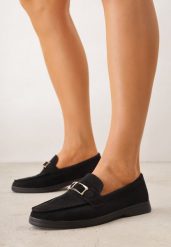 Czarne Mokasyny Ozdobione Metaliczną Klamrą Murielori. Czarne mokasyny damskie Renee, z jeansu, biznesowe. Za 119.99 zł.