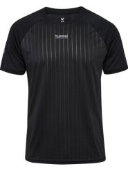 Koszulka Hummel Pulse Stripe. Czarne koszulki sportowe męskie Hummel, xl, bez wzorów, z dzianiny, bez kołnierzyka, bez ramiączek, do piłki nożnej. Za 219.50 zł.