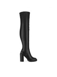Nine West Kozaki WFA2944-1 Czarny. Czarne kozaki damskie Nine West, z materiału, bez obcasa, na słupku. Za 349.99 zł.