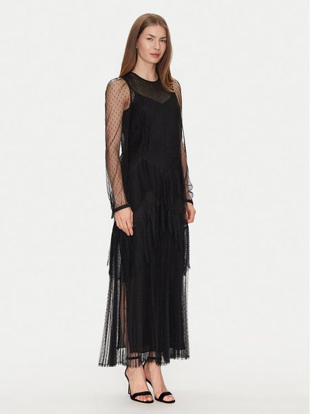 TWINSET Sukienka letnia 251TP2510 Czarny Regular Fit. Czarne sukienki damskie Twinset, na lato, bez wzorów, z syntetyku, bez kołnierzyka, bez ramiączek. Za 889.99 zł.