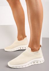 Beżowe Buty Sportowe ze Skarpetkową Cholewką do Kostki Eirona. Brązowe obuwie sportowe damskie Born2be, bez wzorów. Za 54.99 zł.