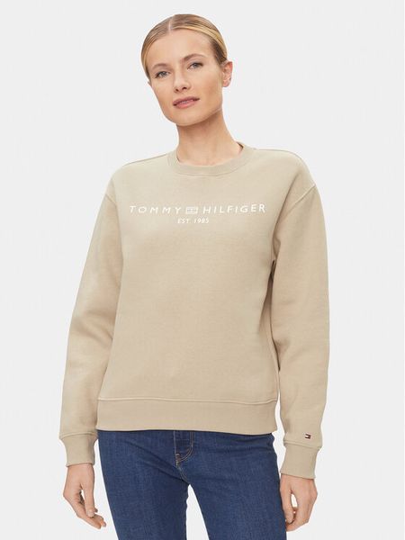 Tommy Hilfiger Bluza WW0WW39791 Beżowy Relaxed Fit. Brązowe bluzy damskie Tommy Hilfiger, xl, bez wzorów, z bawełny, bez kaptura. Za 249.99 zł.