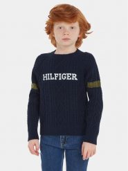 Tommy Hilfiger Sweter Monotype KB0KB08513 Granatowy Regular Fit. Niebieskie swetry dla chłopców Tommy Hilfiger, bez wzorów, z bawełny, bez kołnierzyka, bez kaptura. Za 359.99 zł.