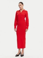 French Connection Sukienka dzianinowa 71YAU Czerwony Regular Fit. Czerwone sukienki damskie French Connection, xs, bez wzorów, z bawełny, bez kołnierzyka, bez ramiączek. Za 339.99 zł.