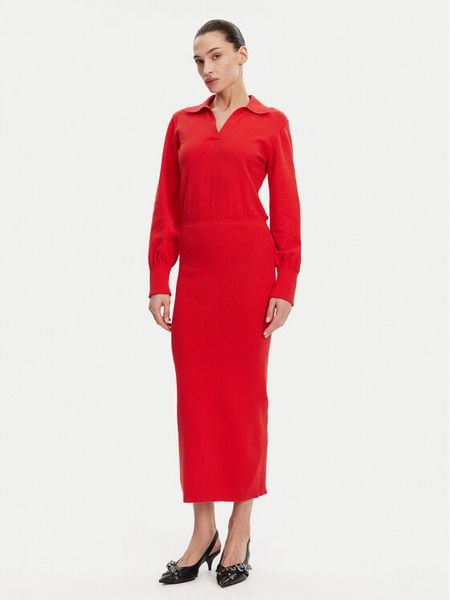 French Connection Sukienka dzianinowa 71YAU Czerwony Regular Fit. Czerwone sukienki damskie French Connection, l, bez wzorów, z dzianiny, bez kołnierzyka, bez ramiączek. Za 289.99 zł.