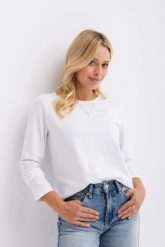 BLUZKA INGA BIAŁA Z HAFTEM L - Flawless. Białe bluzki damskie Flawless, l, bez wzorów, z bawełny, biznesowe, bez kołnierzyka, bez ramiączek. Za 227.00 zł.