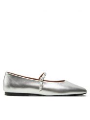 Calvin Klein Baleriny Mary Jane Ballerina - Met HW0HW02269 Srebrny. Szare baleriny damskie Calvin Klein, bez wzorów, ze skóry, bez obcasa. Za 649.99 zł.