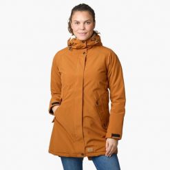 Kurtka zimowa turystyka damska Swedemount Sarek Insulated Coat wodoodporna. Brązowe kurtki damskie SWEDEMOUNT, na zimę, bez wzorów, z tkaniny, bez kaptura, trekkingowe. Za 499.99 zł.