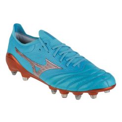 Buty piłkarskie - korki męskie, Mizuno Morelia Neo III Beta Japan Mix. Niebieskie buty sportowe męskie Mizuno, bez zapięcia, do piłki nożnej. Za 899.99 zł.