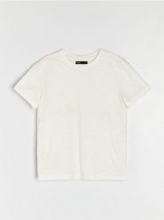 Melanżowa koszulka - kremowy. Białe t-shirty damskie Sinsay, l, bez wzorów, bez kołnierzyka. Za 19.99 zł.