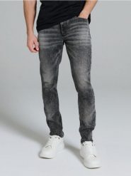 Jeansy slim fit z efektem sprania - szary. Szare jeansy męskie Sinsay. Za 69.99 zł.
