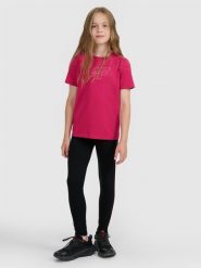 4F Legginsy dzianinowe dziewczęce - czarne 164 (13-14 lat). Czarne legginsy dla dziewczynek 4f, bez wzorów, z bawełny. Za 59.99 zł.
