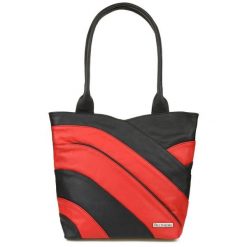 Shopperka skórzana Beltimore L38 czarno-czerwona. Czarne torby na ramię damskie bez wzorów, ze skóry, biznesowe, duże, bez dodatków. Za 208.99 zł.