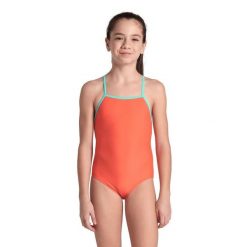 Strój kąpielowy dziewczęcy jednoczęściowy na basen Arena Essentials. Brązowe stroje kąpielowe dla dziewczynek Arena, bez wzorów. Za 89.99 zł.