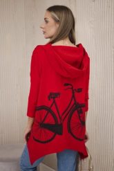 Bluza z nadrukiem roweru czerwona. Czerwone bluzy damskie KESI, l, bez wzorów, z bawełny, z kapturem. Za 218.51 zł.