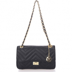 Skórzana torebka w kolorze czarnym - 29 x 19 x 9 cm. Czarne torby na ramię damskie Black Bags. W wyprzedaży za 346.95 zł.