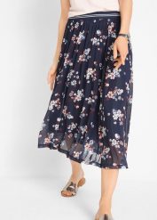 Spódnica siatkowa midi z elastycznym pasem. Niebieskie spódnice damskie bonprix, bez wzorów, midi. Za 129.99 zł.