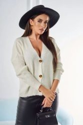 Sweter zapinany na guziki prążkowany ecru. Swetry damskie KESI, l, bez wzorów, prążkowane, biznesowe, bez kołnierzyka, plus size, bez ramiączek, bez kaptura. Za 150.97 zł.