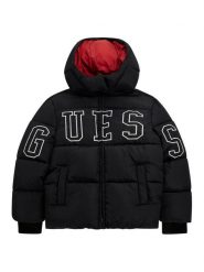 Guess Kurtka zimowa L5BL01 WB240 Czarny Regular Fit. Czarne buty zimowe chłopięce Guess, na zimę, z aplikacjami, z syntetyku, bez kaptura. Za 259.99 zł.