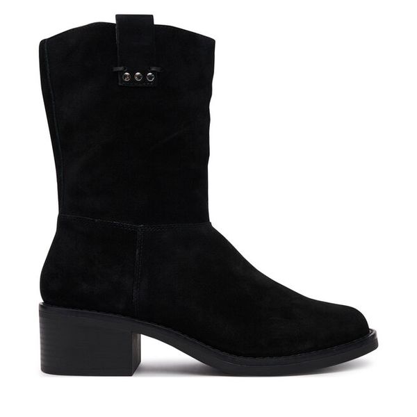 Botki Clarks. Czarne botki damskie Clarks, bez obcasa, na płaskiej podeszwie, bez zapięcia. Za 479.99 zł.