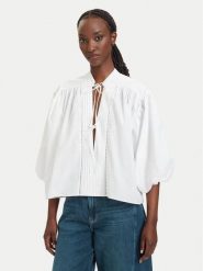 BOSS Koszula C_Bales 50564545 Biały Relaxed Fit. Białe bluzki damskie Boss, bez wzorów, z bawełny, bez kołnierzyka, bez ramiączek. Za 594.99 zł.