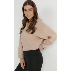 Beżowa Bluza Oversize z Kapturem Kolda. Brązowe bluzy damskie Born2be, l, bez wzorów, z dzianiny, z kapturem. Za 99.99 zł.