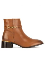 Sergio Bardi Botki WI32-E1097-02SB Brązowy. Brązowe botki damskie Sergio Bardi, ze skóry, bez obcasa, na słupku, bez zapięcia. Za 369.99 zł.