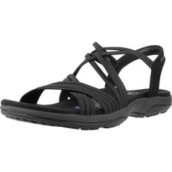 Sandały SKECHERS REGGAE SLIM - SUNNYSIDE Czarny. Czarne sandały damskie Skechers, bez wzorów, z materiału, bez obcasa, bez zapięcia. Za 232.99 zł.