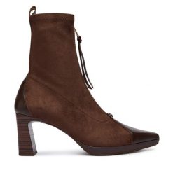 Botki Hispanitas. Brązowe botki damskie Hispanitas, bez obcasa, na słupku, bez zapięcia. Za 789.99 zł.