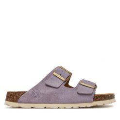 Klapki Dr. Brinkmann. Fioletowe klapki damskie Dr. Brinkmann, bez wzorów, bez obcasa. Za 279.99 zł.