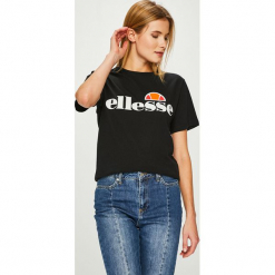 Ellesse - Top. Czarne t-shirty damskie Ellesse, bez wzorów, z bawełny, bez kołnierzyka. Za 99.90 zł.
