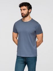 T-shirt męski klasyczny bawełniany BASIC - niebieski denim V7 - Rozmiar: XL. Niebieskie t-shirty męskie Ombre Clothing, m, bez wzorów, z bawełny, klasyczne, bez kołnierzyka. W wyprzedaży za 29.99 zł.