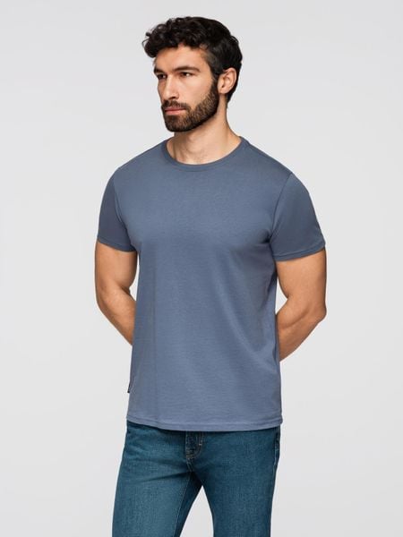 T-shirt męski klasyczny bawełniany BASIC - niebieski denim V7 - Rozmiar: XL. Niebieskie t-shirty męskie Ombre Clothing, m, bez wzorów, z bawełny, klasyczne, bez kołnierzyka. W wyprzedaży za 39.99 zł.