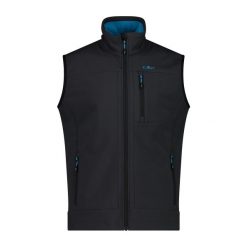 Kurtka softshell bez rękawów CMP. Czarne kurtki męskie CMP, bez wzorów, z softshellu, sportowe, bez kaptura. Za 305.85 zł.