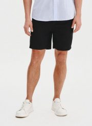 PAKO LORENTE - Czarne spodenki męskie z lnem. Czarne spodnie materiałowe męskie Pako Lorente, na lato, m, bez wzorów, ze lnu. Za 139.99 zł.