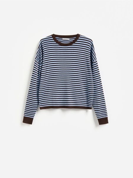 Sweter w paski - wielobarwny. Swetry damskie Reserved, l, bez wzorów, z dzianiny, bez kołnierzyka, bez ramiączek, bez kaptura. Za 109.99 zł.