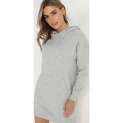 Jasnoszara Bluza Długa z Kapturem Nilalra. Szare bluzy damskie Born2be, l, bez wzorów, z bawełny, z kapturem. Za 99.99 zł.