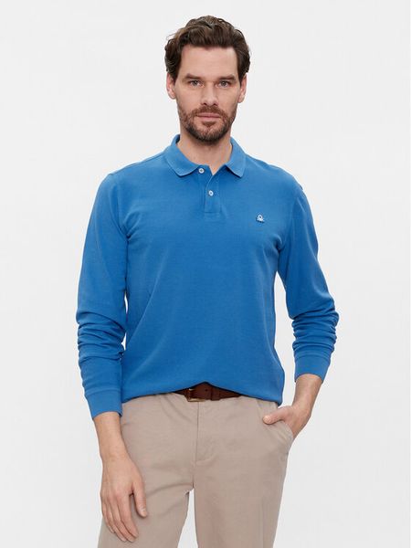 United Colors Of Benetton Polo 3089J3204 Niebieski Regular Fit. Niebieskie koszulki polo męskie United Colors Of Benetton, m, bez wzorów, z bawełny, bez ramiączek. Za 199.99 zł.