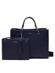 Emporio Armani Torebka EW000360 AF12036 MB051 Granatowy. Niebieskie torebki do ręki damskie Emporio Armani, bez wzorów, ze skóry, bez dodatków. Za 979.99 zł.