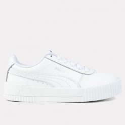 Buty damskie sportowe trampki Puma CARINA. Białe obuwie sportowe damskie Puma, bez wzorów, trekkingowe. W wyprzedaży za 209.00 zł.