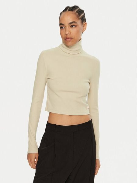 Calvin Klein Jeans Golf J20J224196 Zielony Regular Fit. Zielone bluzki damskie Calvin Klein Jeans, xxl, bez wzorów, z bawełny, bez kołnierzyka, bez ramiączek. Za 179.99 zł.