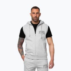 Bluza męska Pitbull Badger Hooded Vest Zip. Szare bluzy sportowe męskie PITBULL, m, bez wzorów, z bawełny, bez kaptura, na fitness i siłownię. Za 209.99 zł.