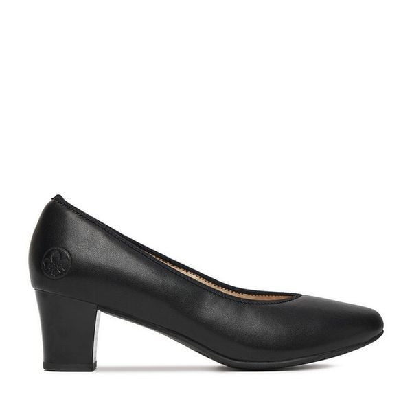 Półbuty Rieker. Czarne półbuty damskie Rieker, bez wzorów, bez obcasa, na obcasie, bez zapięcia. Za 339.99 zł.