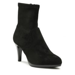 Botki Caprice. Czarne botki damskie Caprice, bez obcasa, na szpilce, bez zapięcia. Za 349.99 zł.
