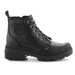 Buty do chodzenia damskie Palladium Pallabase Leather Black. Czarne obuwie sportowe damskie Palladium, bez wzorów, z materiału, trekkingowe. Za 765.00 zł.